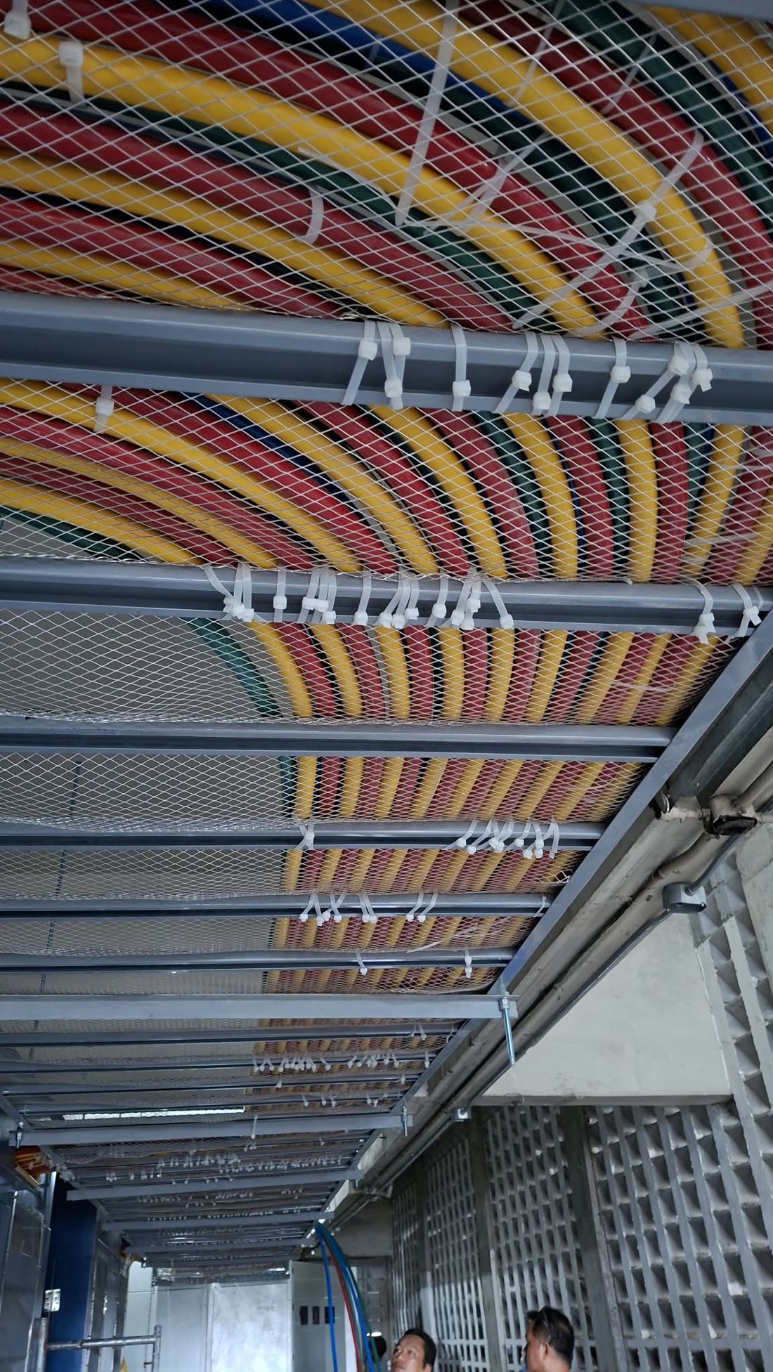 Color-coded cable tray installation