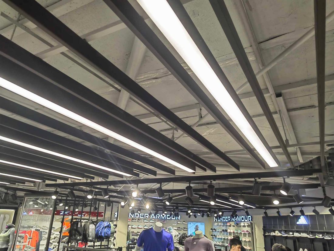 Sports Central ceiling and track lighting